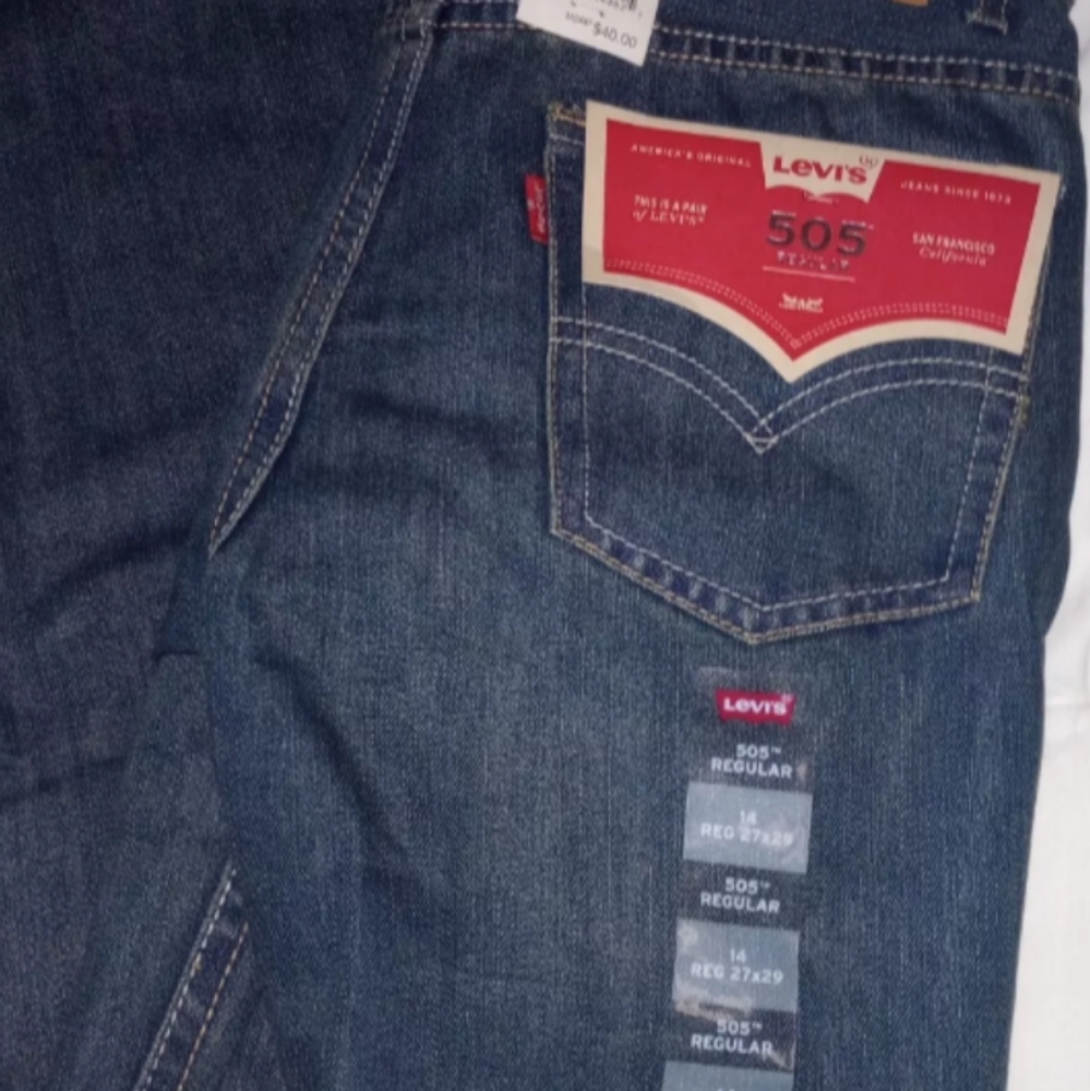 Levi's 505 W: 27" X L:29", W68.5 cm Boys Size: 14 Regular Fit Jeans Straight Leg